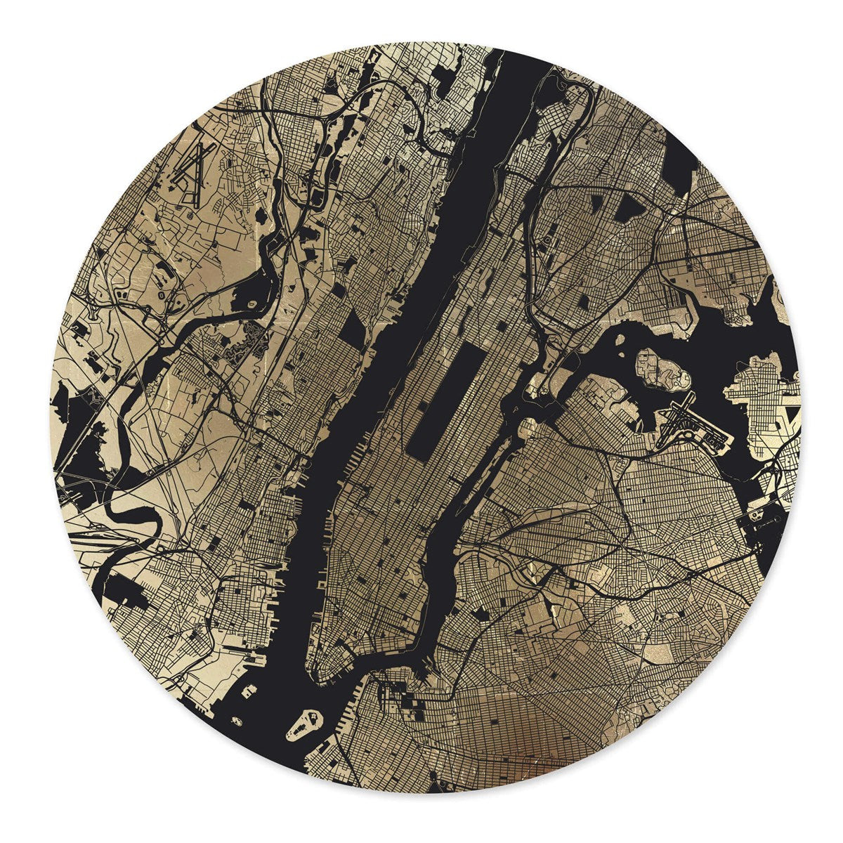 Mappa Mundi New York (Black on Gold)