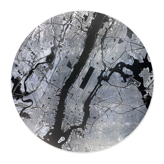 Mappa Mundi New York (Black on Silver)