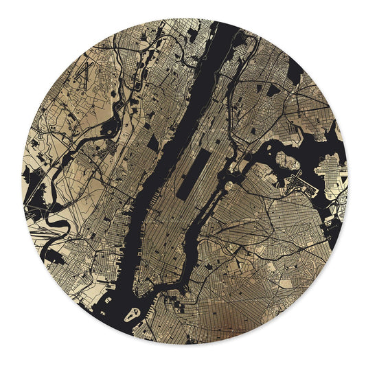 Mappa Mundi New York (Black on Gold)